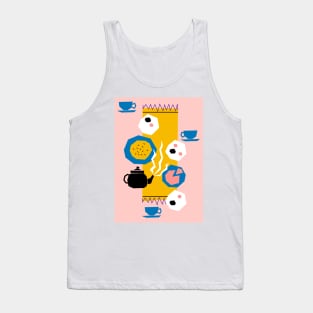 Tea For Three Papercut Collage Illustration Tank Top